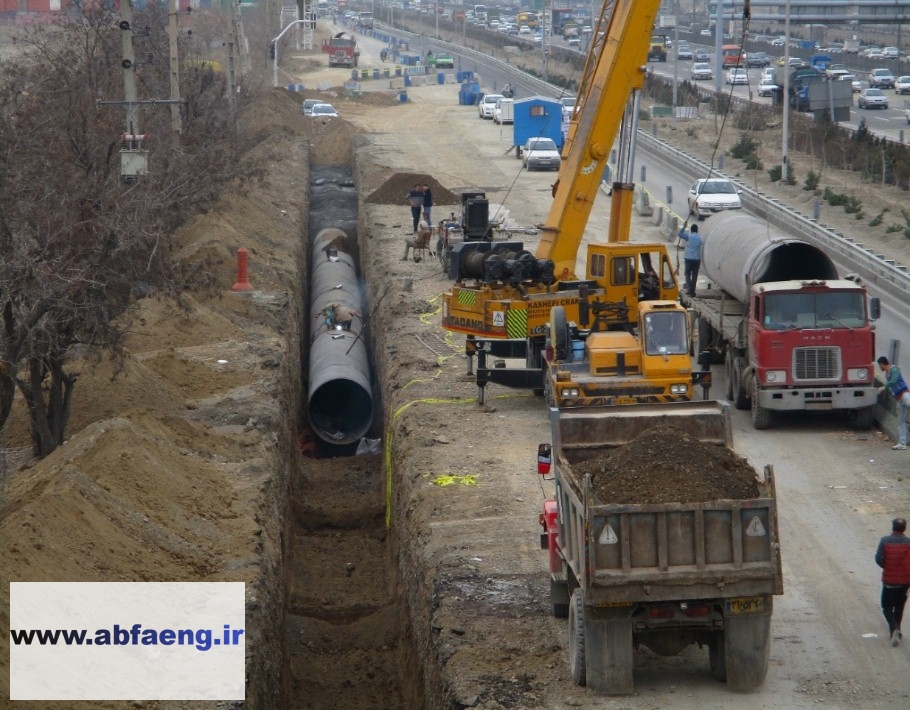 لولهگذاری خط انتقال ۱۸۰۰ میلیمتری در بزرگراه آزادگان