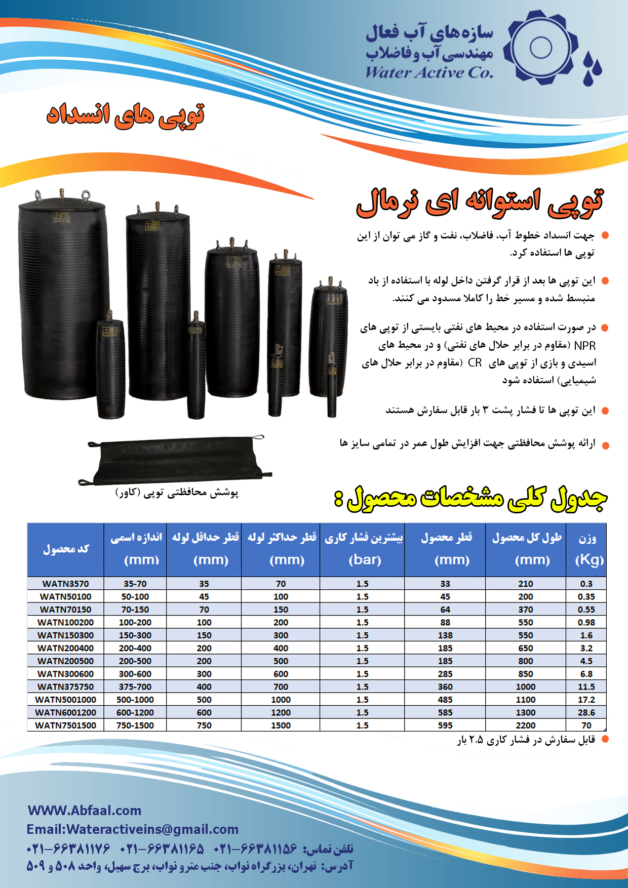 کاتالوگ توپی انسداد نرمال